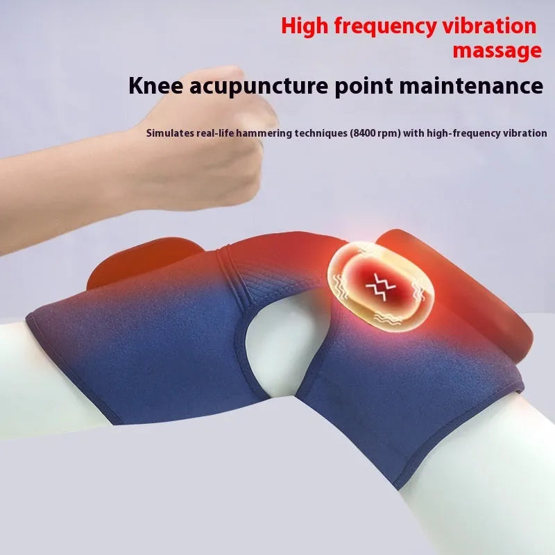 Self-heating knee massager with vibration heating and air pressure in Airbag Blue wrap design
