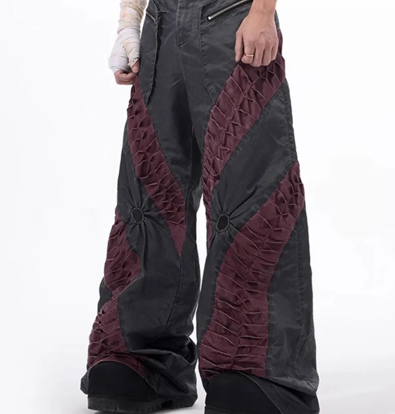 Retro three-dimensional keel casual pants in solid colour rayon fabric for men summer sports
