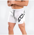 Men's elastic thin training running shorts in quick-drying chemical fibre blend fabric, knee-length design with mid waist