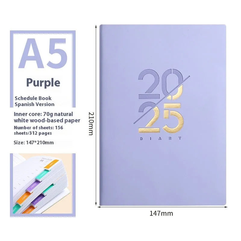 A5 faux leather daily planner notebook showing multiple colour options
