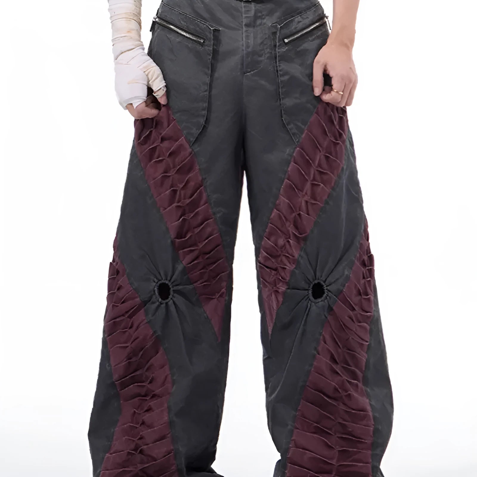 Retro three-dimensional keel casual pants in solid colour rayon fabric for men summer sports