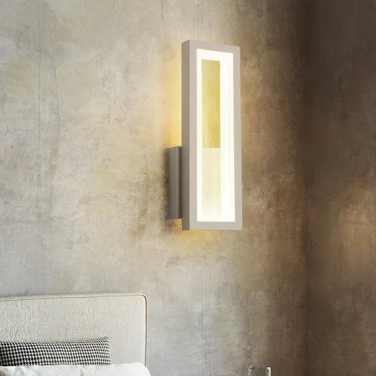 Nordic corridor wall light with PVC lampshade in black finish, 50cm long, 18cm wide, 4cm thick, 28W LED
