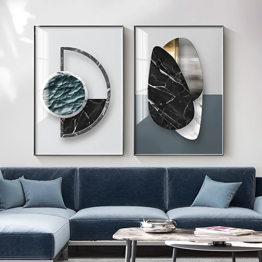Abstract geometric canvas wall poster in picture colour, available in multiple sizes from 20x30cm to 60x80cm