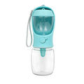 Portable two-in-one dog drinking cup with removable food bowl in blue colour
