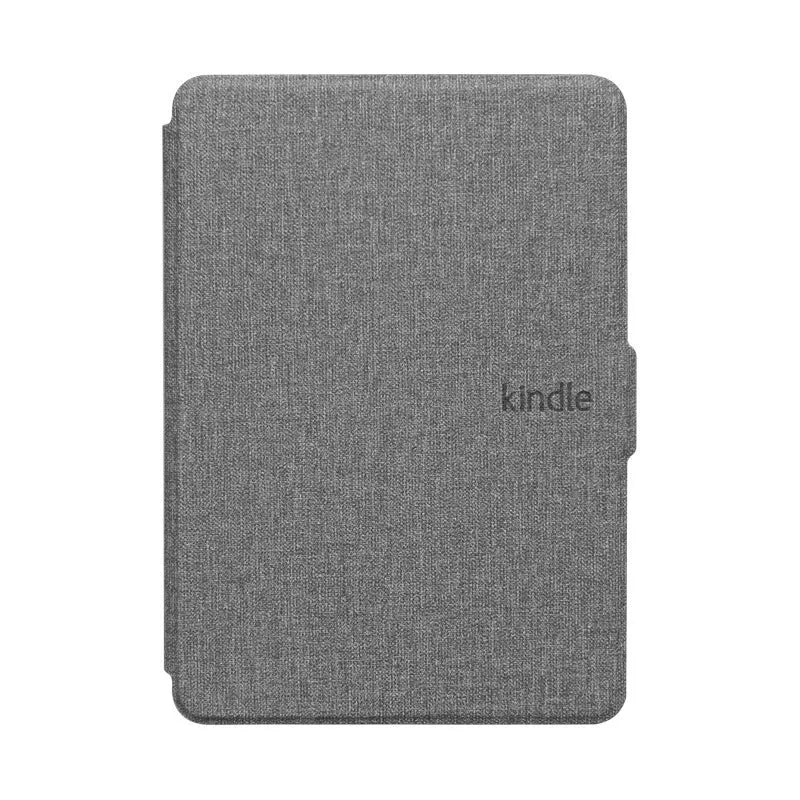 Linen leather texture magnetic closure hard case for Kindle e-reader in purple colour