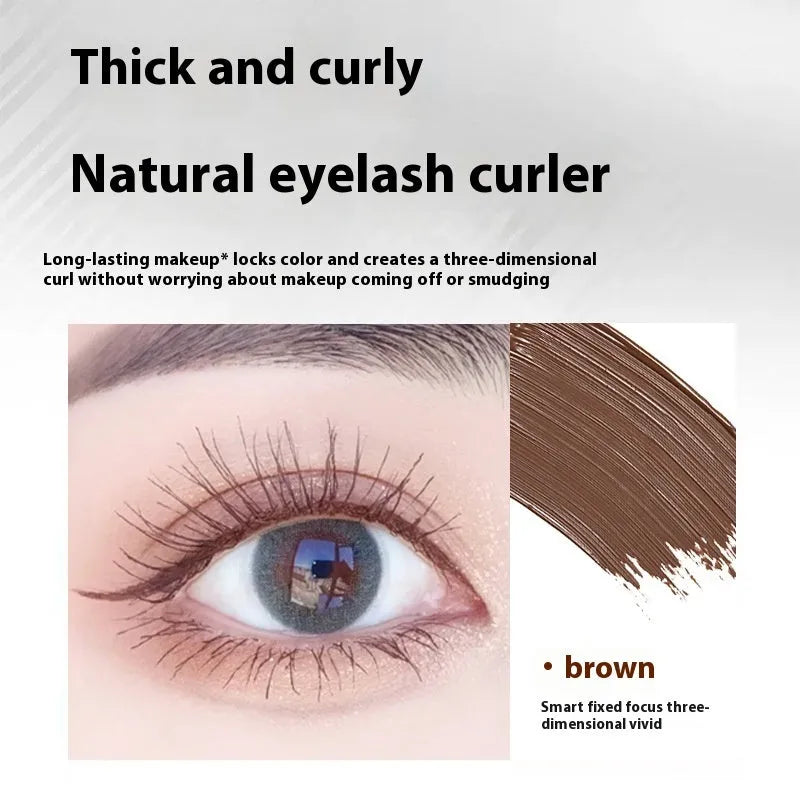 Waterproof steel tube mascara in black and brown colours with optional eyelash curler.