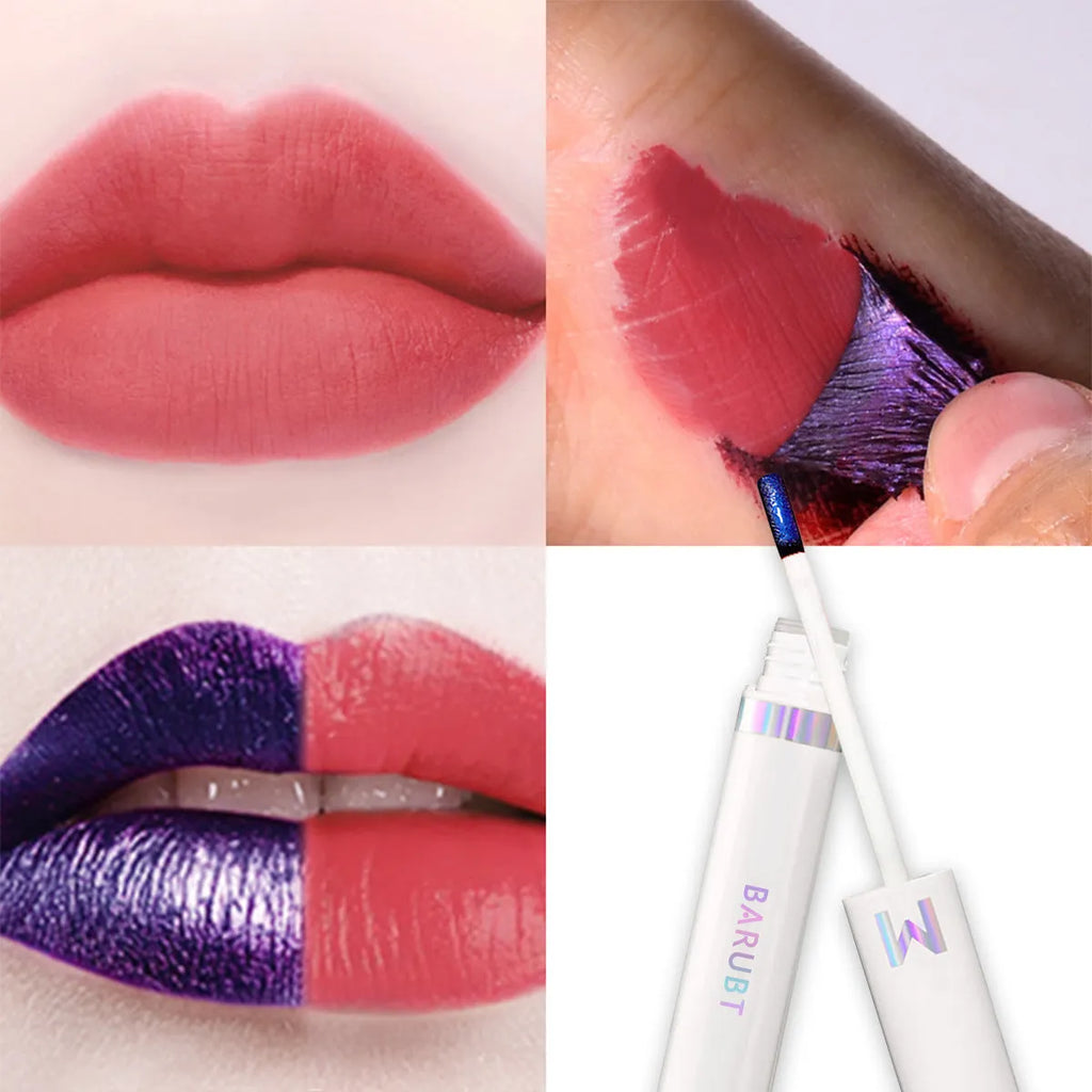 Long lasting waterproof nonstick cup matte lip lacquer in seven shades from light rose to toffee rose