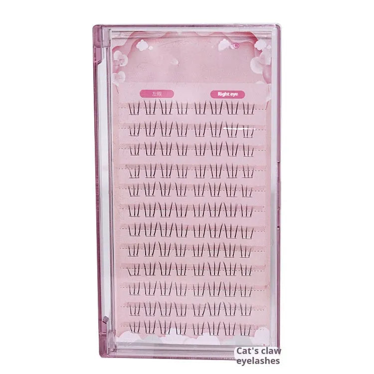 12-row artificial fibre kitten's paw lower eyelashes in 4-5-6mm natural long pointed tail style