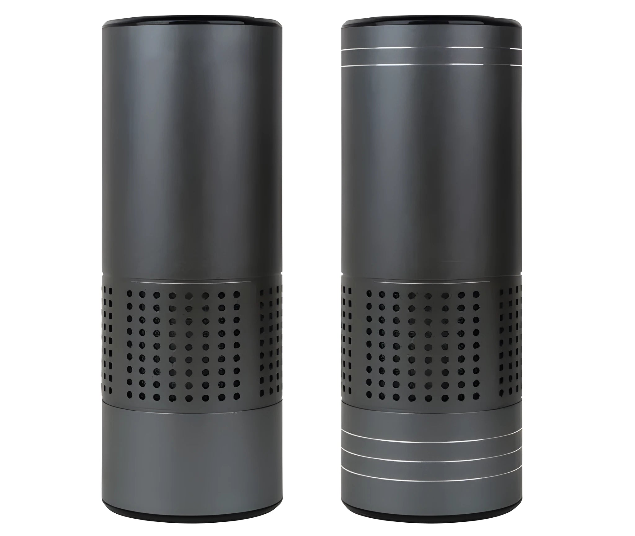 Car air purifier with water cup design and aluminium alloy housing showing air quality display