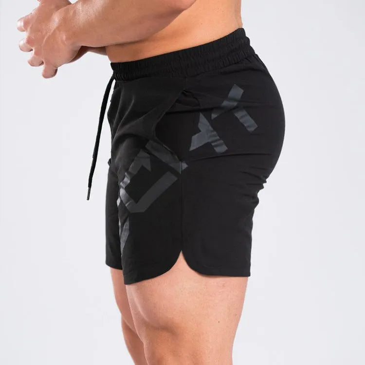 Men's elastic thin training running shorts in quick-drying chemical fibre blend fabric, knee-length design with mid waist