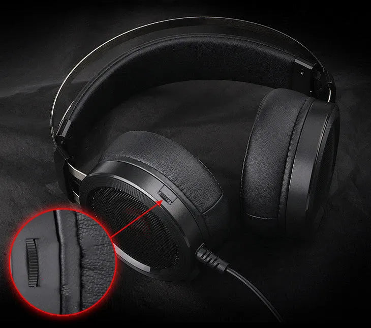 Black wired computer gaming headset with dual audio stereo and 2-metre cable