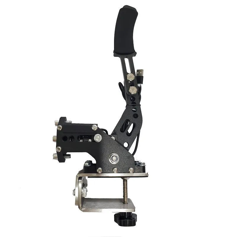 Black aluminium and stainless steel drift racing handbrake with clamp for PC and PS4 sim racing