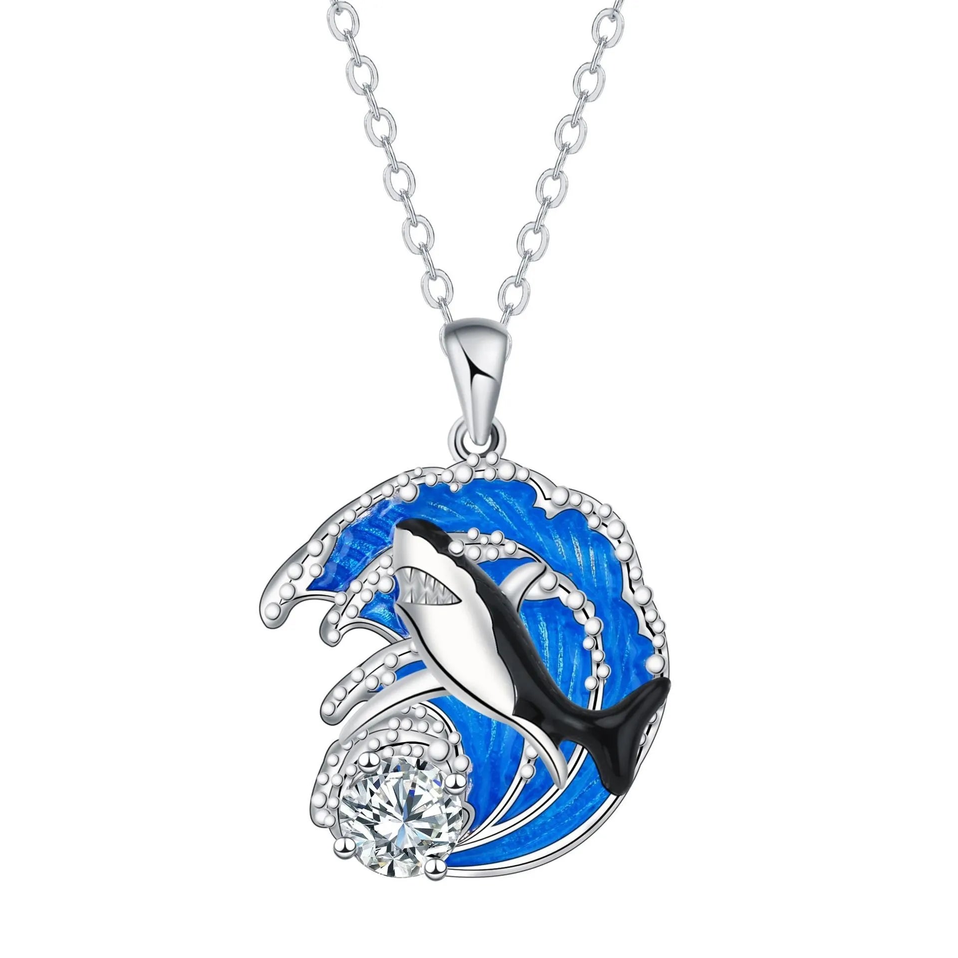 HAILANG women's copper shark pendant necklace with adjustable cross chain