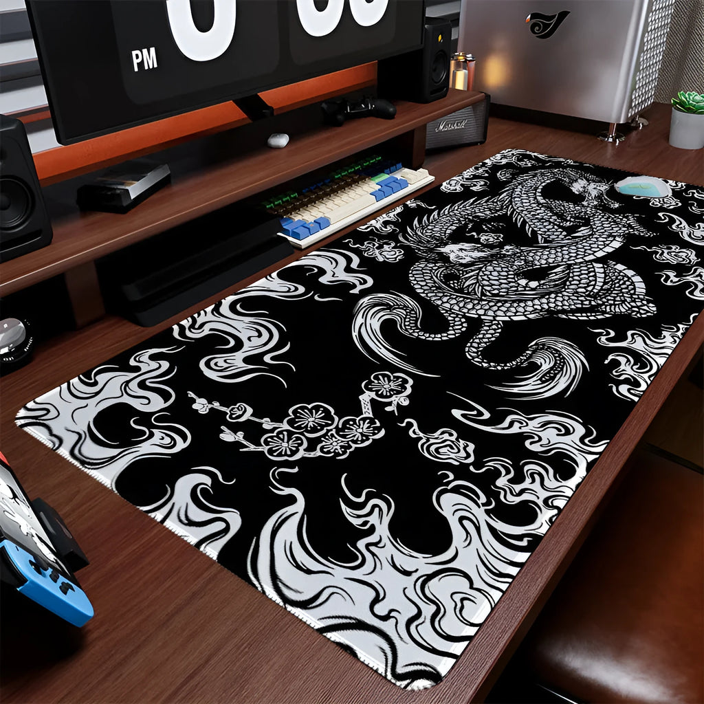Esports creative dragon mouse pad cloth non-slip thermal transfer flower dragon pattern 700x300mm