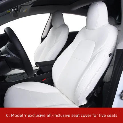 Car seat cover interior package for Tesla Model 3 and Model Y in black PVC and chloroprene binding style