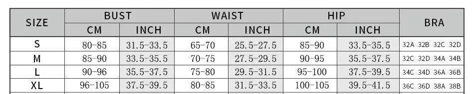 Women's polyester one-piece bikini swimsuit with a gauze skirt, shown in sizes S M L XL.