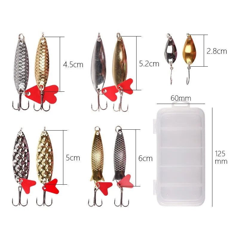 False bait lure pineapple box with metal sequins in gold and silver colours for fishing