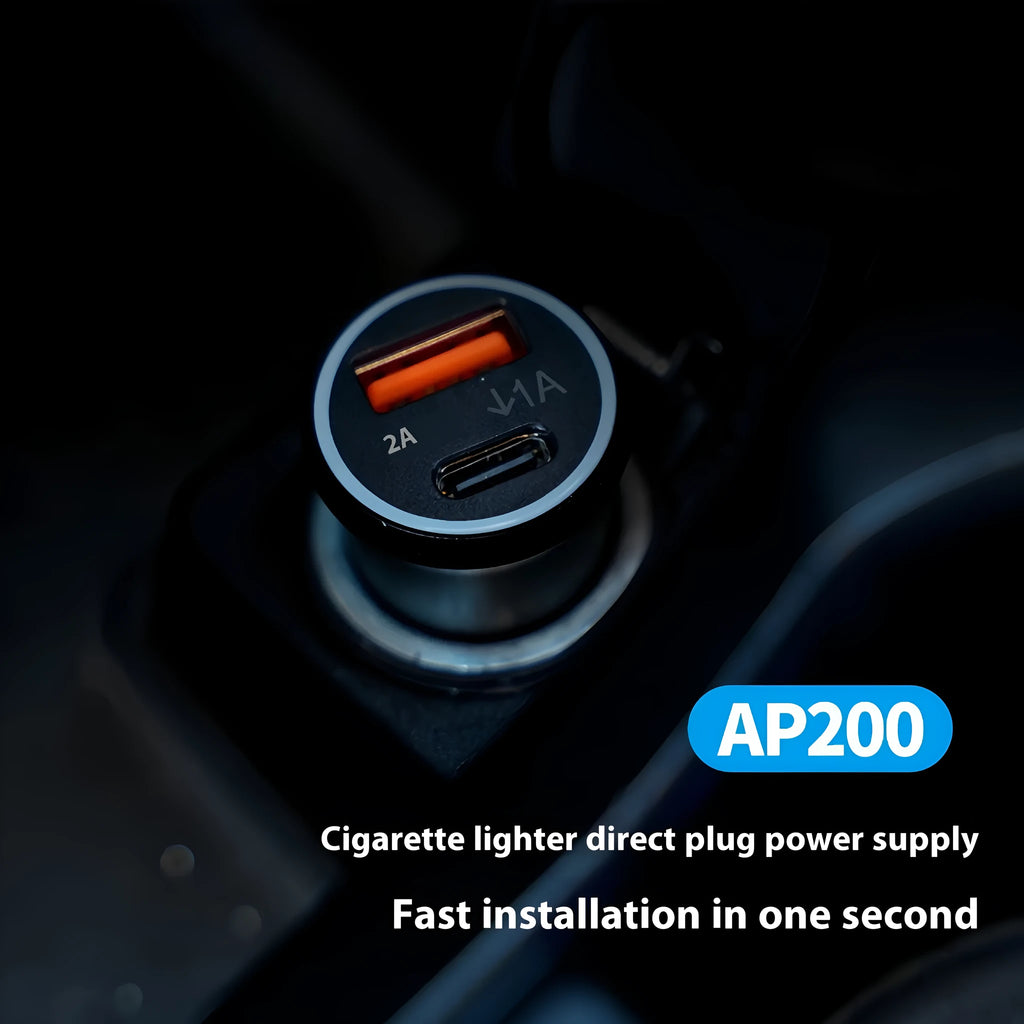 A black ABS plastic car charger locator designed to plug into a vehicle's 12V power socket.