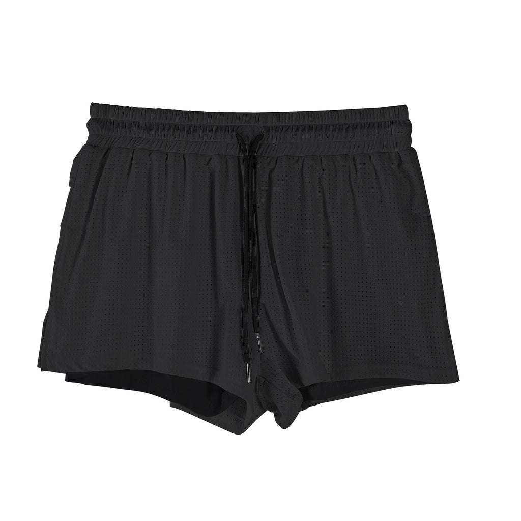 Men's black and white quick-drying nylon summer shorts for sports and casual wear