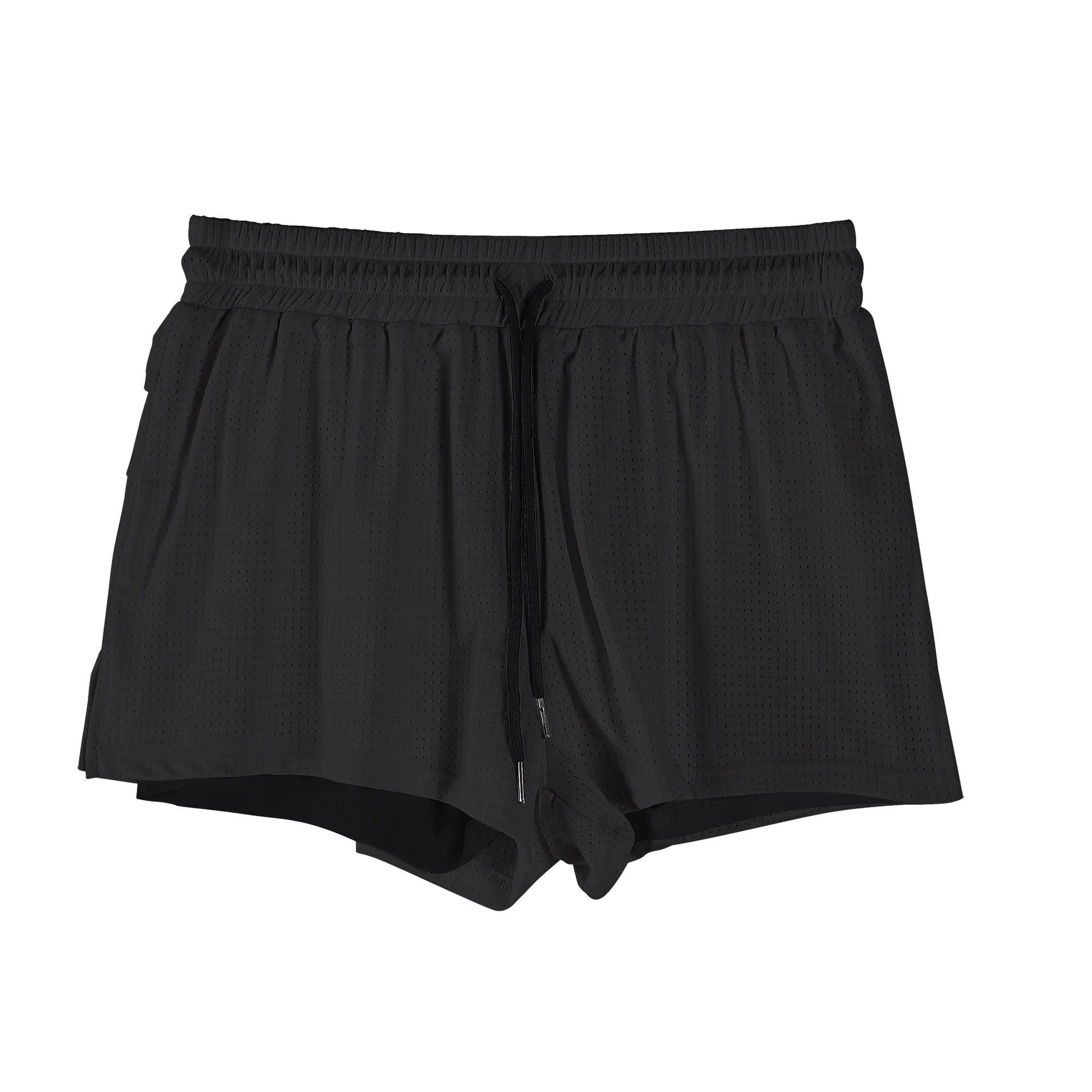 Men's black and white quick-drying nylon summer shorts for sports and casual wear