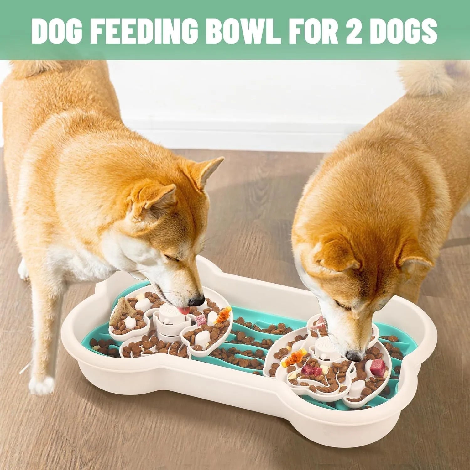 Large green pink yellow slow feeder dog bowl with wave and hump puzzle design for large breed dogs