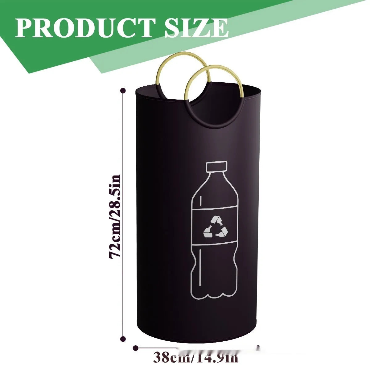 Round plastic waste bin with 38cm diameter opening, 72cm tall, available in plain or patterned designs