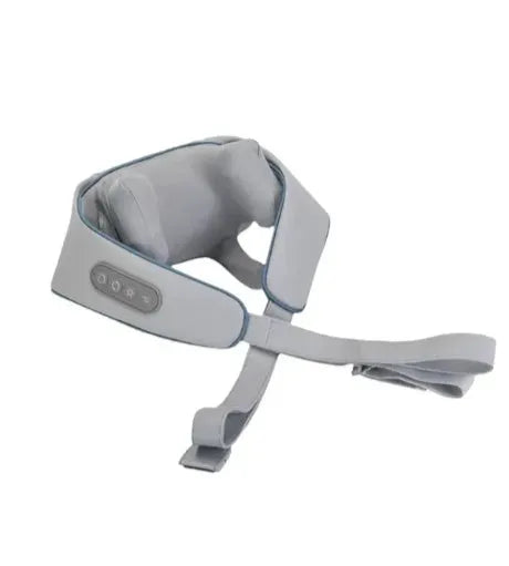 Milky white rechargeable shoulder and neck massager with USB cable