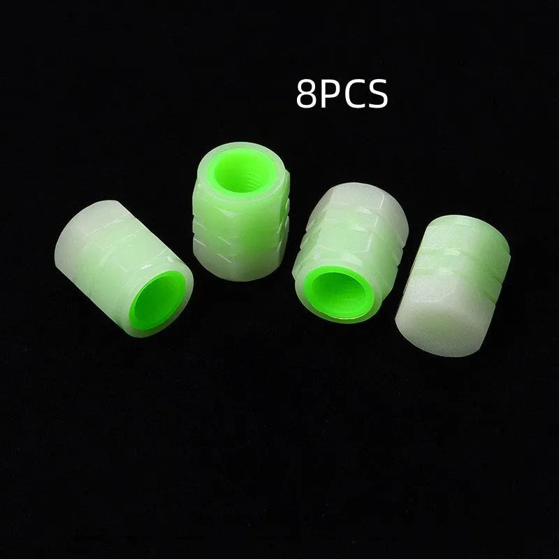 Car luminous valve caps with rubber construction and glowing mechanism