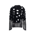 Black men's loose hoodie with pearl decoration on the hood, shown as a thin spring sweater.