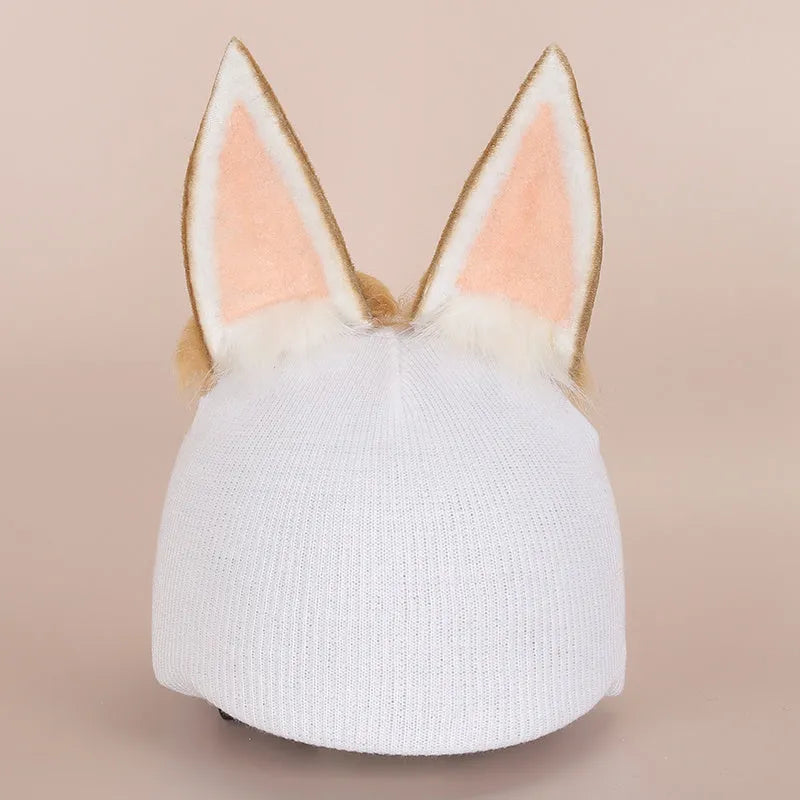 A medium-sized plush cartoon character helmet cover with a removable ear decoration.