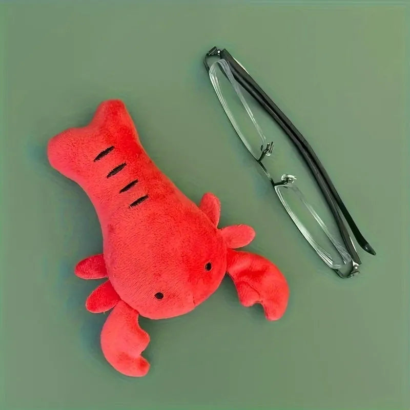 Red lobster stuffed dog toy with squeaker for small and medium sized dogs