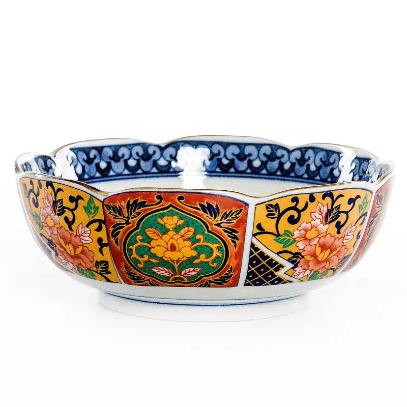 Japanese style retro peony ceramic bowls with golden colour and 4-inch diameter