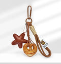 Handmade soda bread handbag pendant with brown strap in cartoon food design
