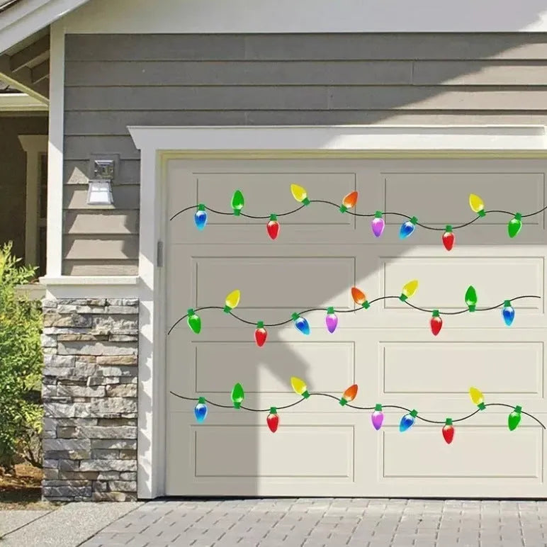 24 white honeycomb reflective magnetic bulbs and 12 wires on a metal garage door