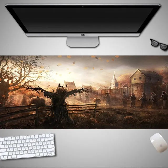 Oversized Halloween mouse pad with rubber cloth surface and non-slip backing in large gaming dimensions
