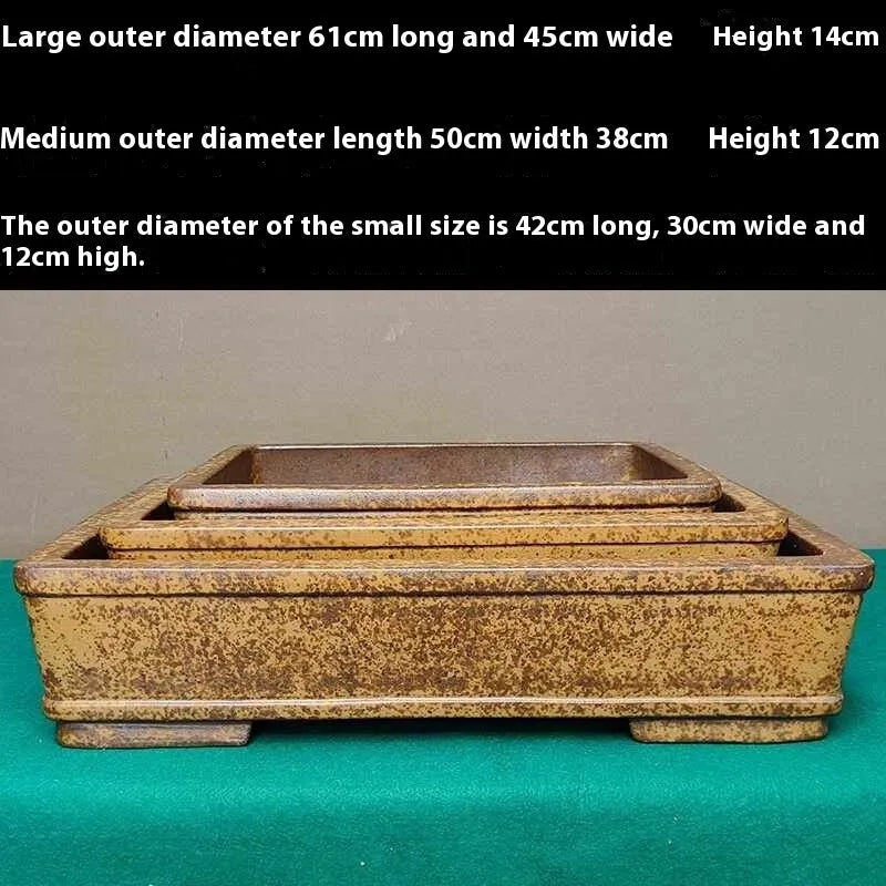 Straight shallow rectangular Yixing fine zisha purple sand flowerpot for plant cultivation