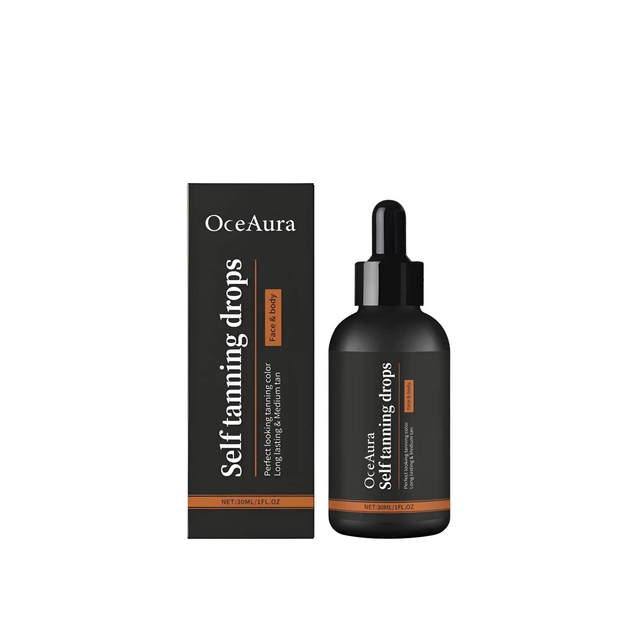 Self tanning drops 30ml bottle with gradual tanning formula for face and body
