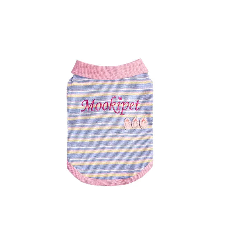 Pink purple sleeveless autumn vest for a small dog on a weight-based size chart.