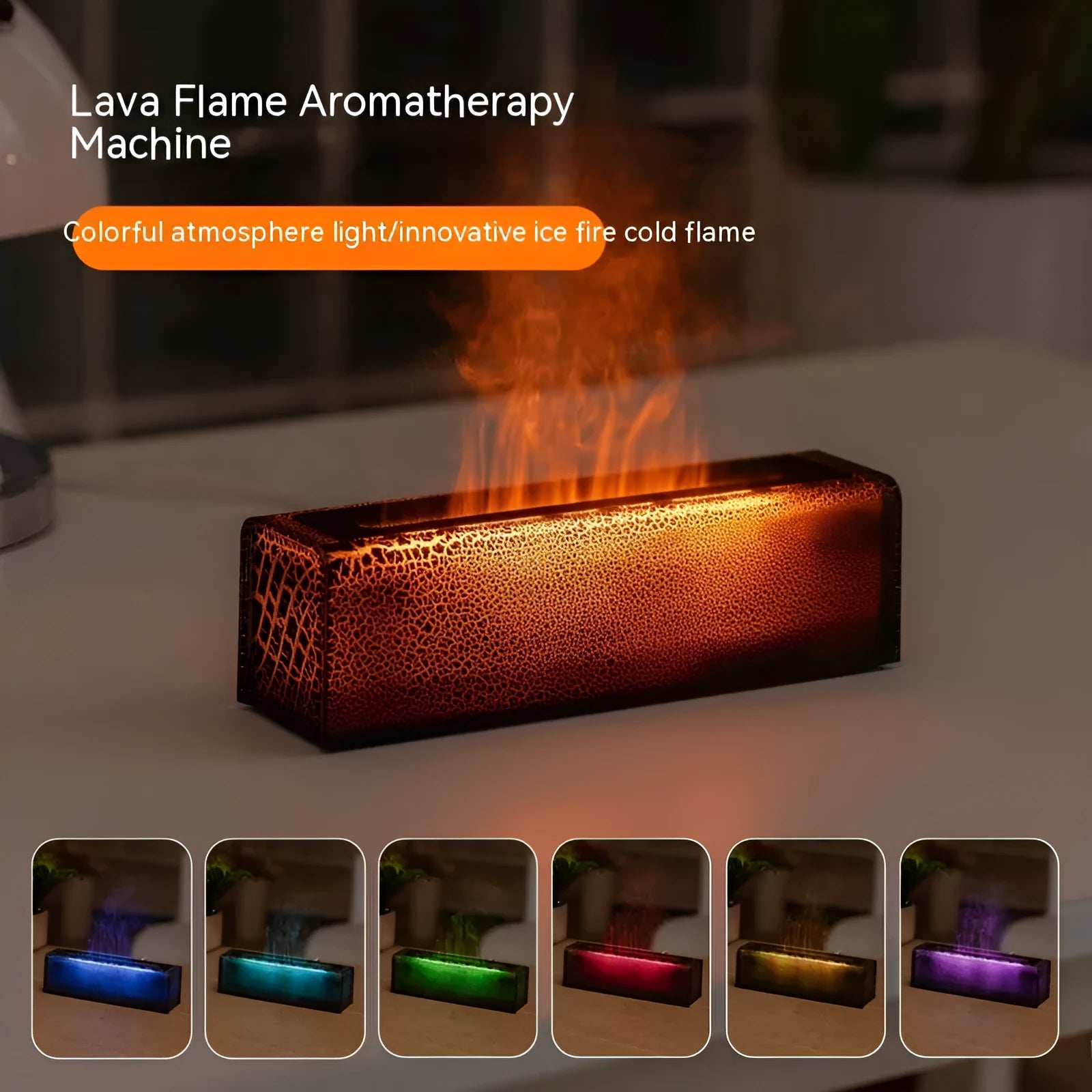 Square creative lava colourful flame desktop atmosphere humidifier and aroma diffuser