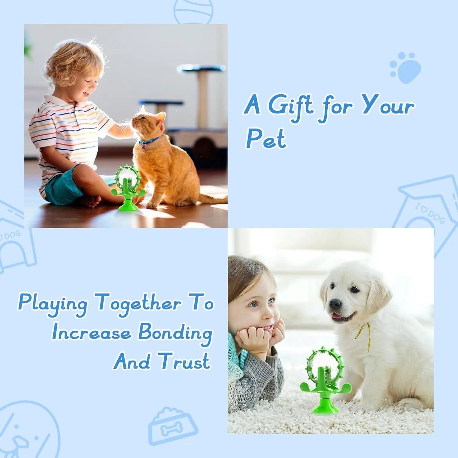 Interactive pet puzzle toy with rotating spinner and bottom sucker for cats and small dogs