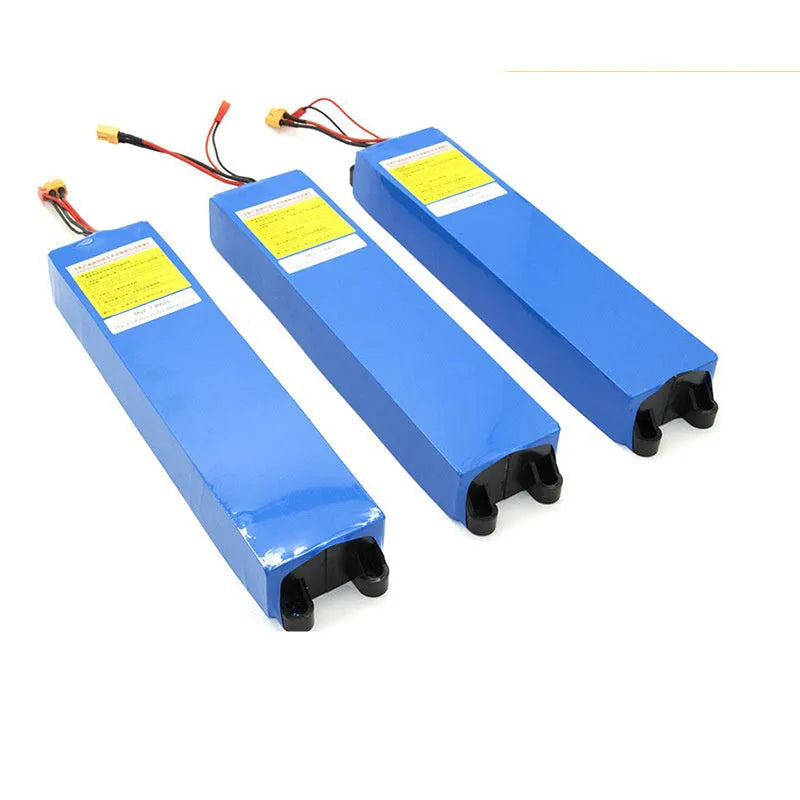 36V lithium battery pack for electric scooters showing three capacity options