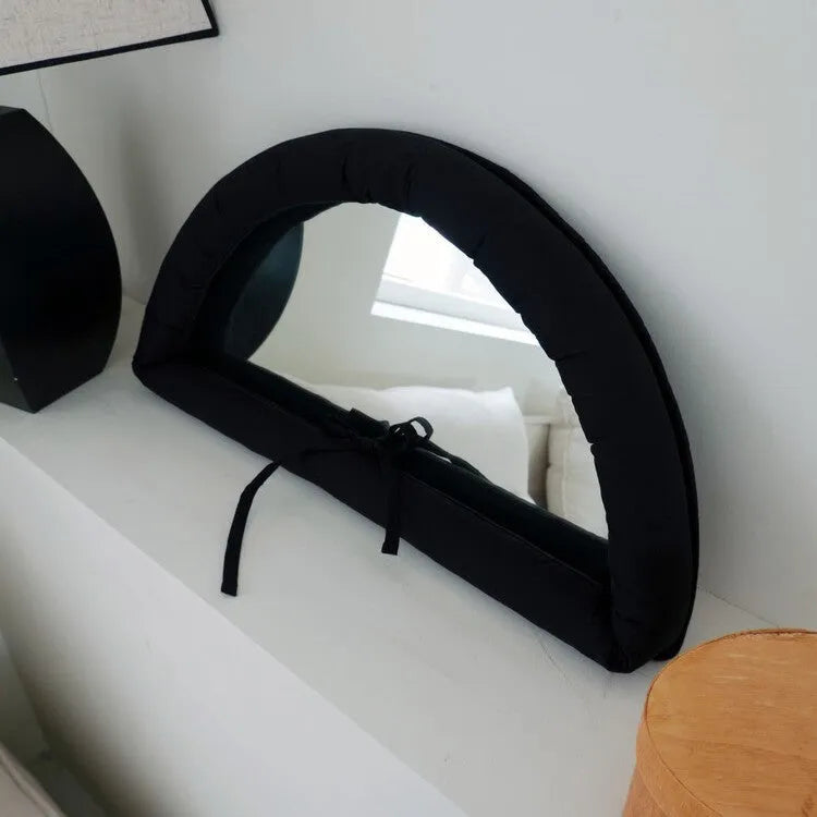 White hanging soft cotton-filled fabric mirror 23x40x5CM wall mounted modern simple style