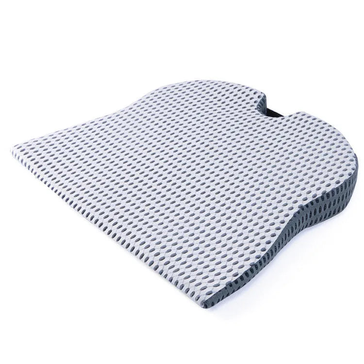 Memory foam seat cushion with an adjustable strap in black, grey, and creamy white colours.