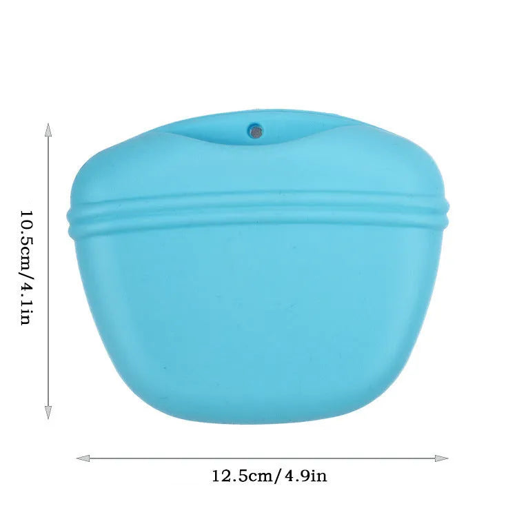 Silicone dog training treat pouch with clip and magnetic opening in assorted colours