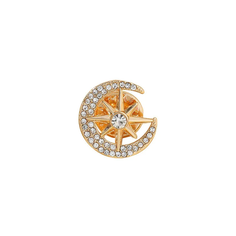 Gold and silver star-shaped zinc alloy brooch pin for suit decoration