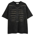 Brown loose fit cotton T-shirt with a skull and letter print design and drop-shoulder sleeves.