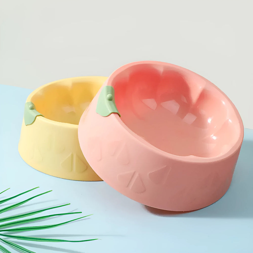 Plastic pet bowl in green, 16x7.5cm, anti-tip design for cats and small dogs