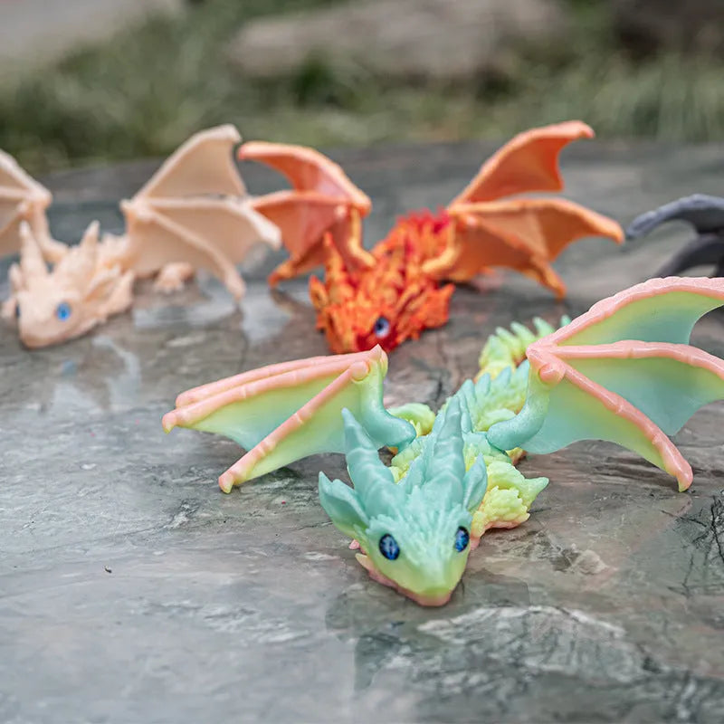 Red and gold Print Flying Dragon Wings decoration toy made from PLA plastic.