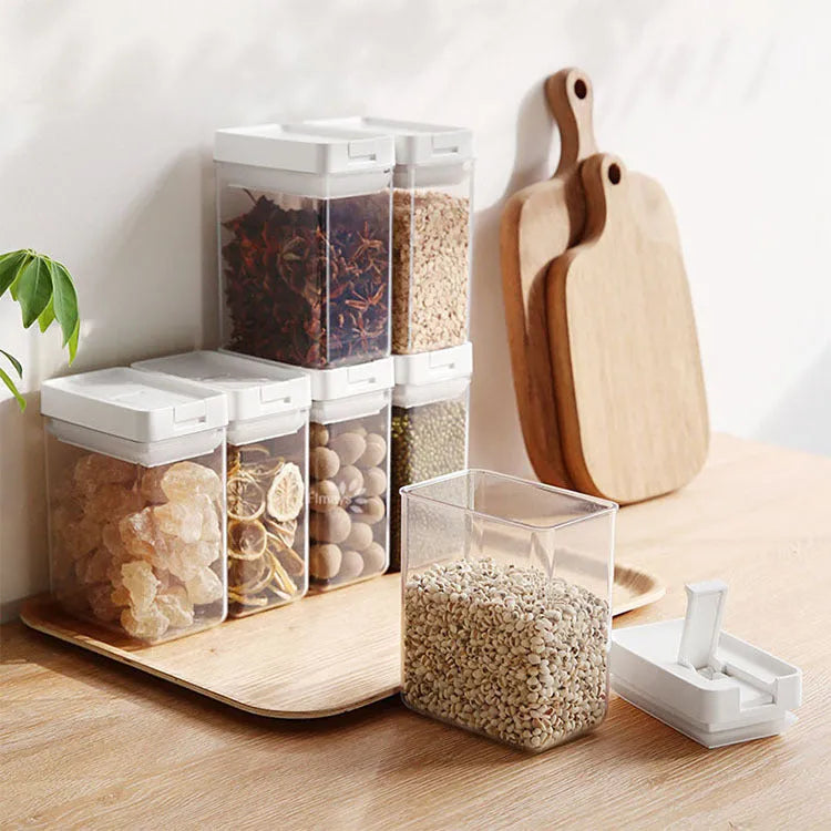 White transparent plastic grain storage container with 400ml capacity