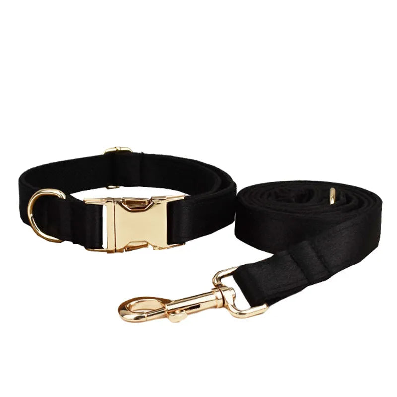 Cloth dog collar leash set with matching bow and vest in multiple colour options for small to medium dogs